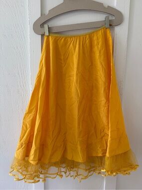 Vintage Yellow Circle Skirt with Tulle Trim